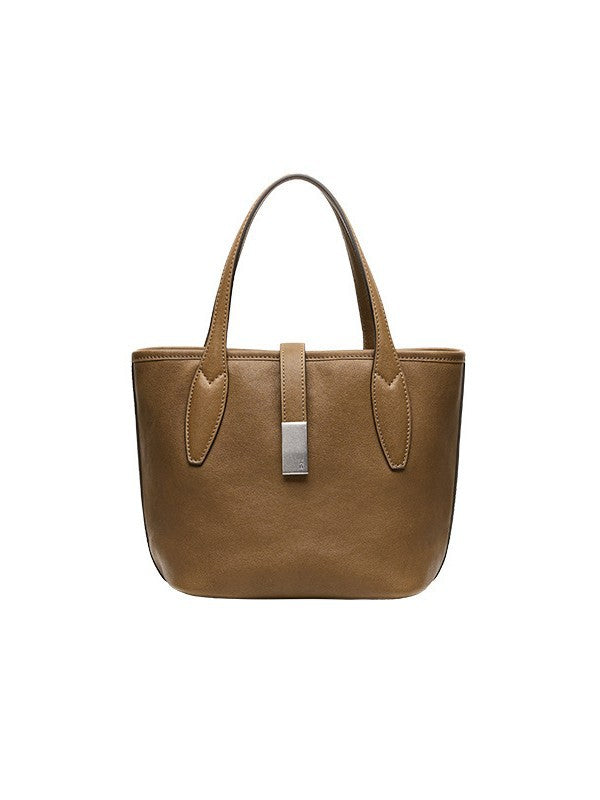 Women's Tanning Leather Long Basket Portable Large Capacity Bucket Bags