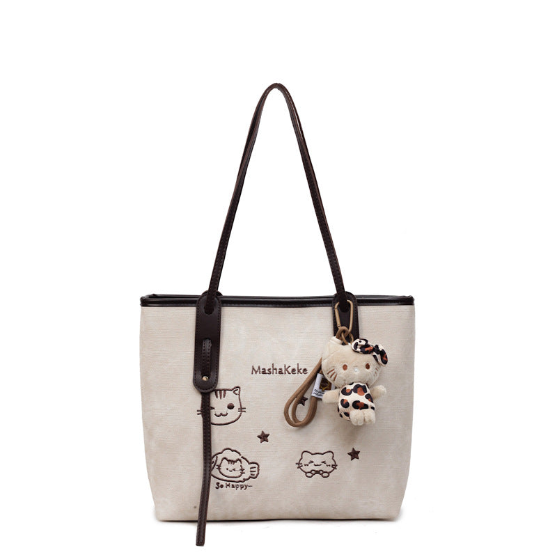 Large Capacity Totes Cute Cartoon Embroidery Tote Bag