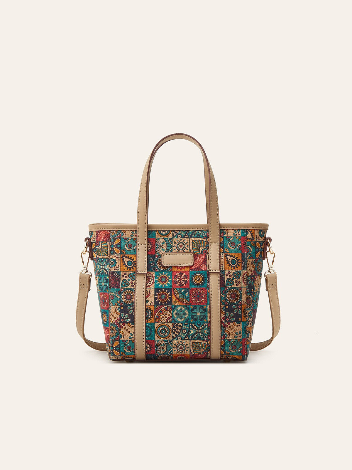 Women's Retro Ethnic Print Large Capacity Portable Commuter Cork Women's Handbag