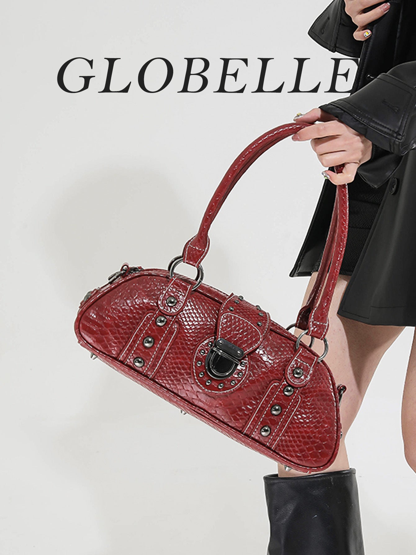 Underarm Fashion Snake Pattern Commuter Boston Retro Women's Shoulder Bag