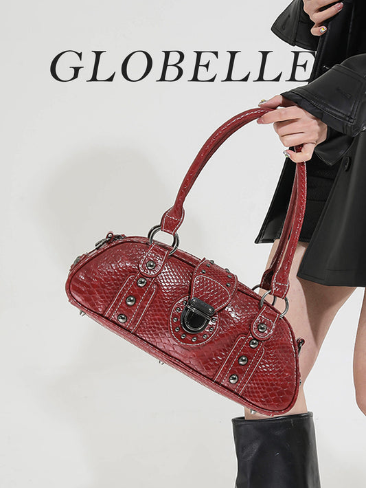 Underarm Fashion Snake Pattern Commuter Boston Retro Women's Shoulder Bag
