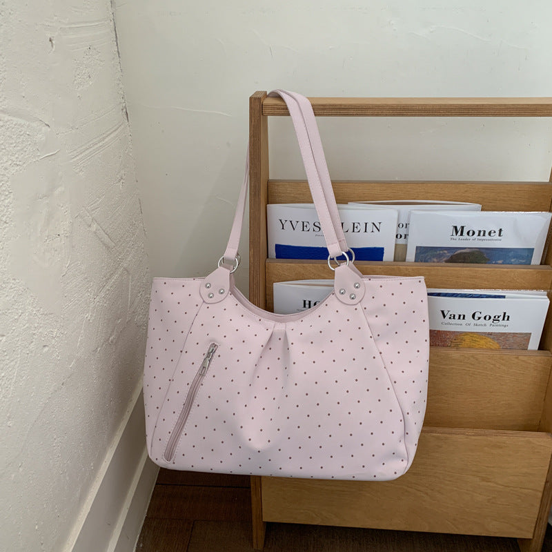 Women's Polka Dot For Large Capacity Cute Girly Style Commuter Lightweight Tote Bag
