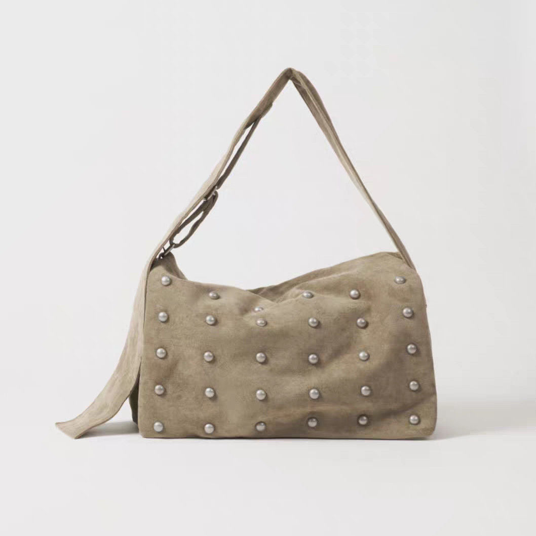 Innovative Decorative Rivets Wide Strap Large Leisure Backpack