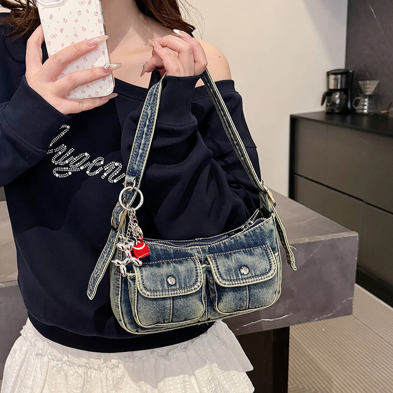 Retro Motorcycle Portable High-grade Underarm Fashion Pocket Niche Bags