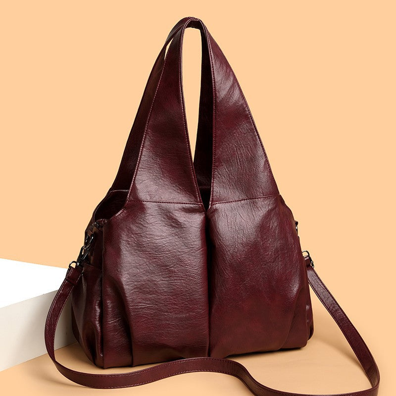 Women's Large Capacity Fashion Simple Retro Solid Color Tote Bag