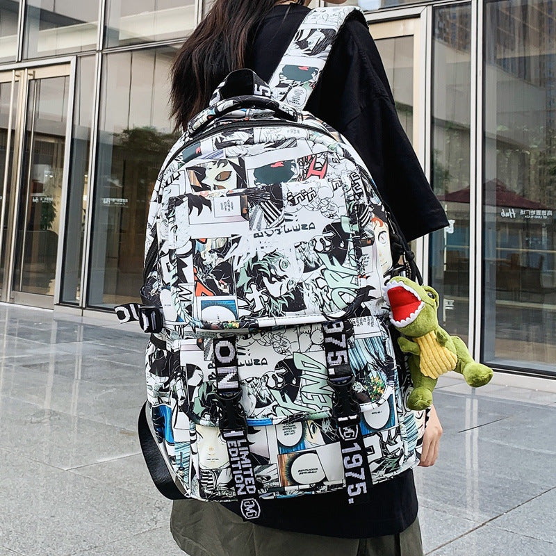 Women's & Men's Letter Large Capacity Junior Campus Trendy Cool Street Leisure Backpack