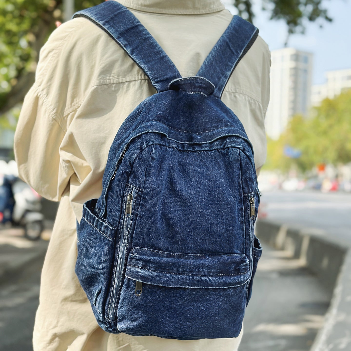 Women's Style Vintage Denim Canvas Early High Leisure Backpack