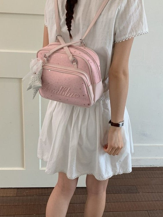 Women's Korean Exquisite Solid Color Design Cute Large Leisure Backpack