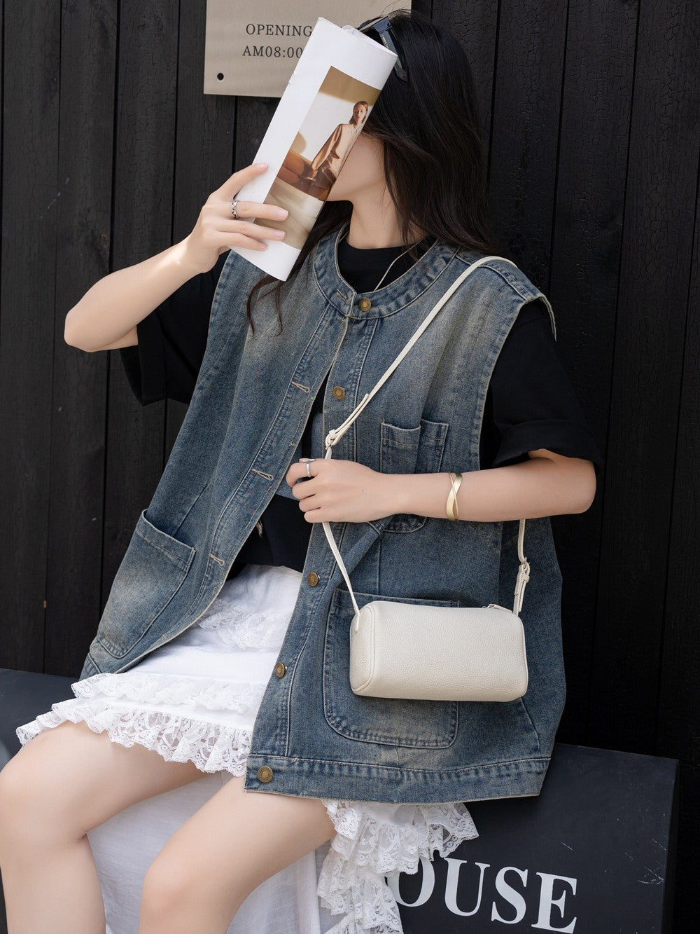 Women's Top Layer Cowhide Pen Fashion Leather Women's Handbag