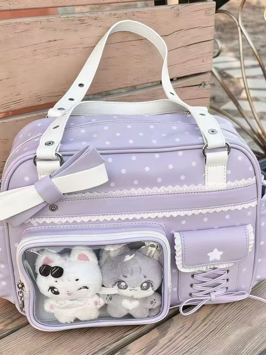Hidden Light Cartoon Commuter Double Star Women's Backpack