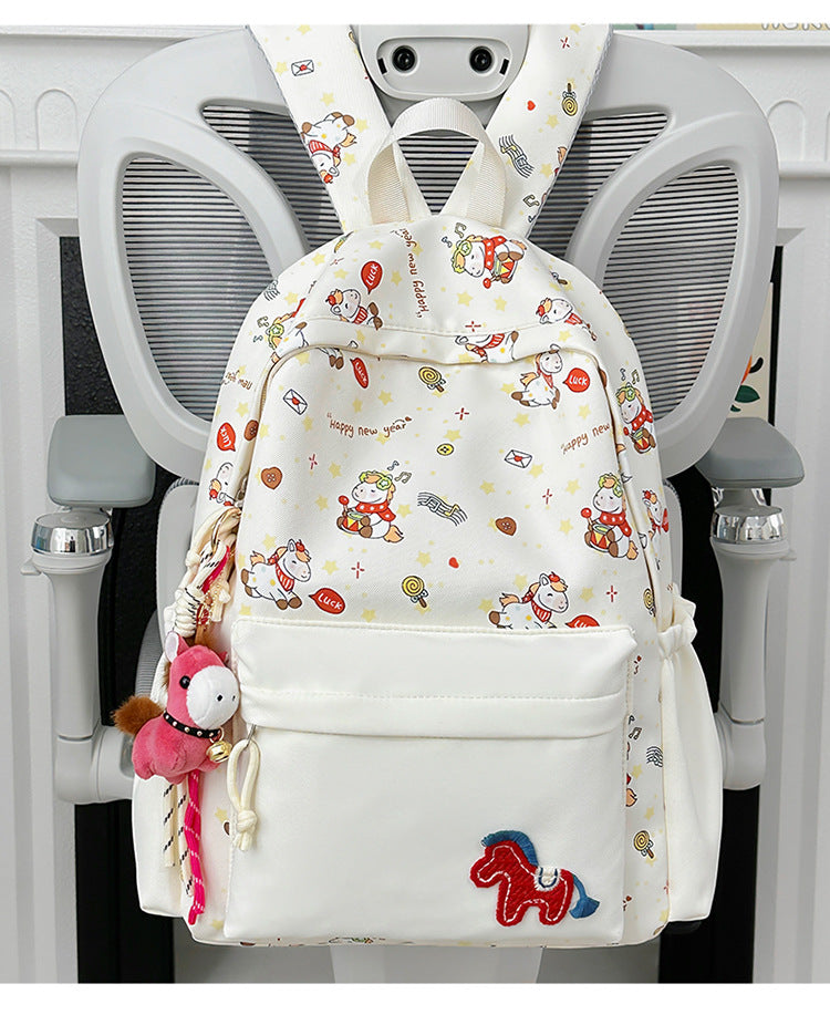Pony Print Large Capacity Early High Leisure Backpack