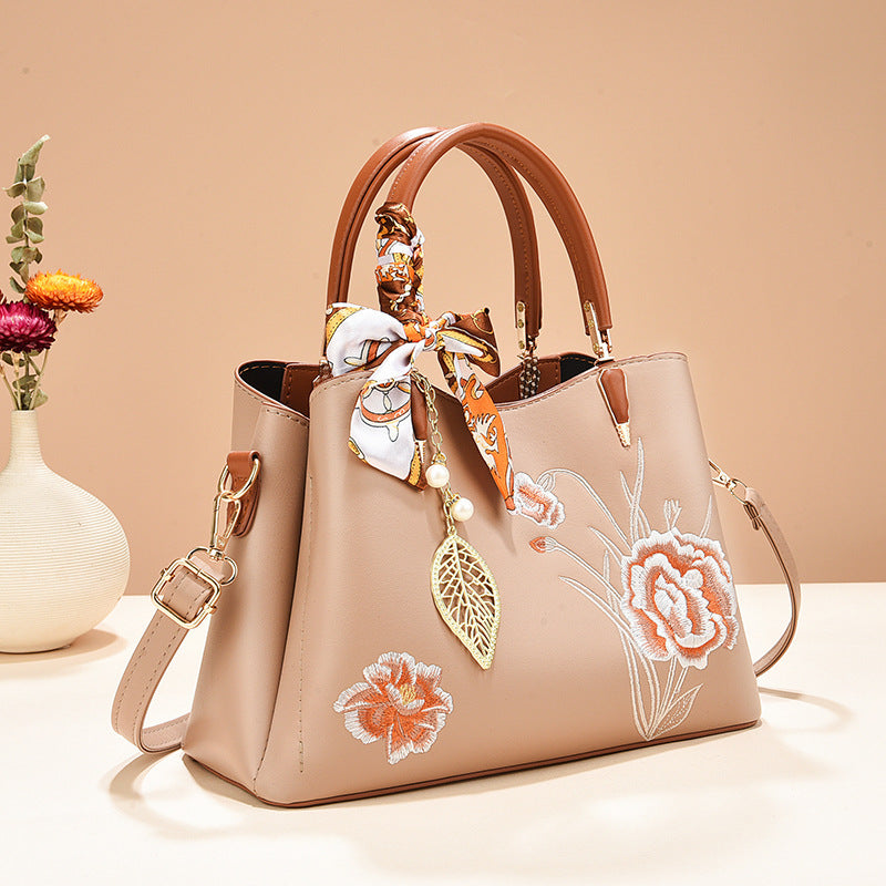 Women's Mother's Day Gift Portable For Mom Embroidered Chinese Style Large Women's Shoulder Bag