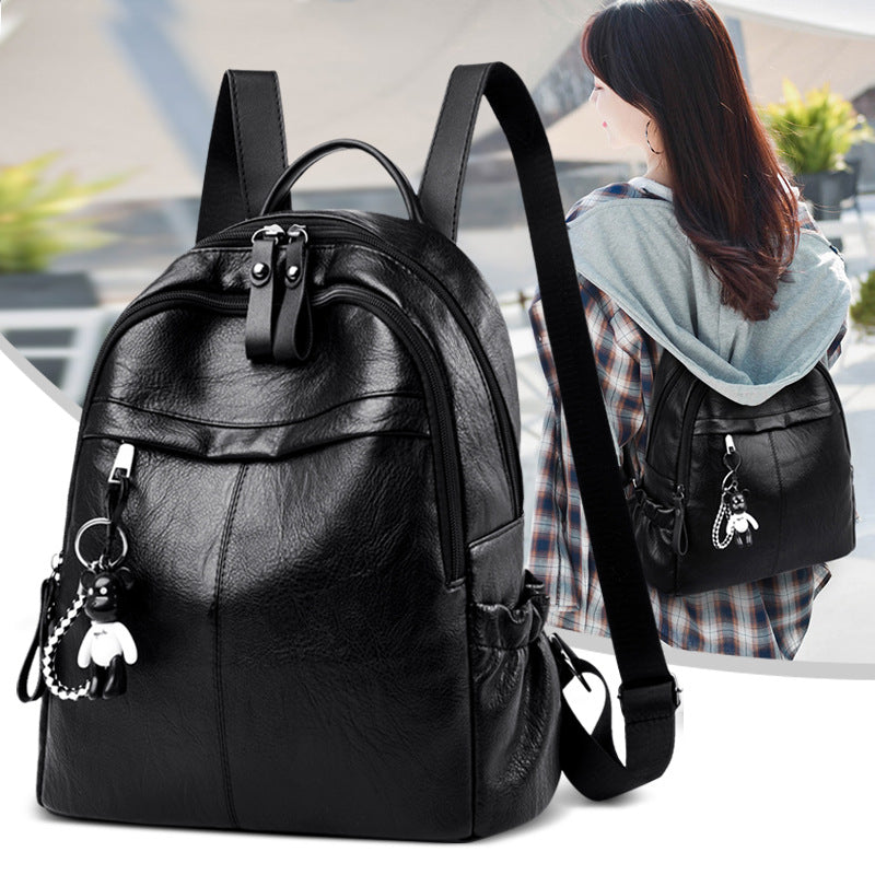 Popular New Women's Leather Soft Korean Women's Backpack