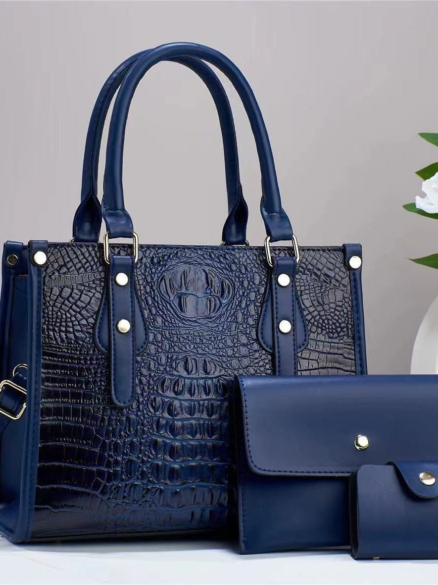 Women's Embossed Three-piece Fashion Portable Large Capacity Bags