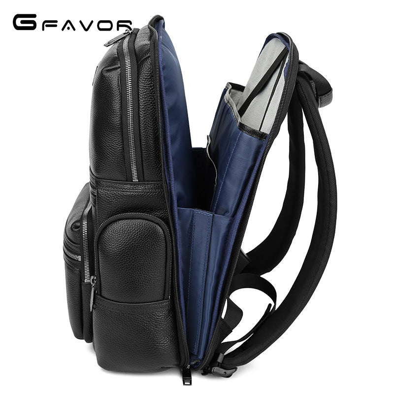 Men's Leather Independent Computer Warehouse Portable Fixed Business Backpack
