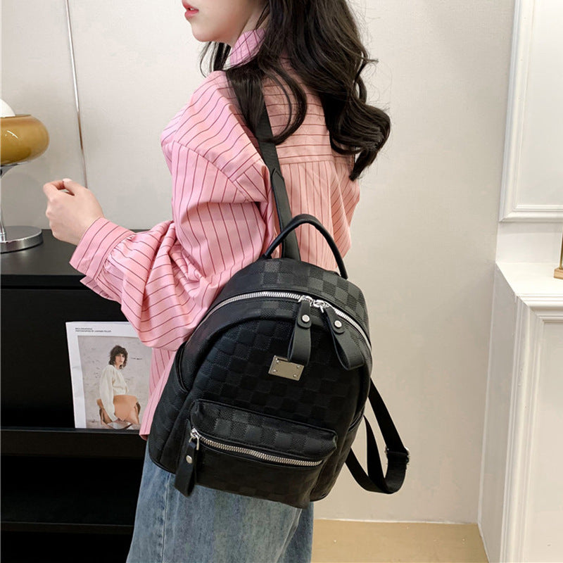 Leather Lightweight Plaid Fashion Western Style Backpacks