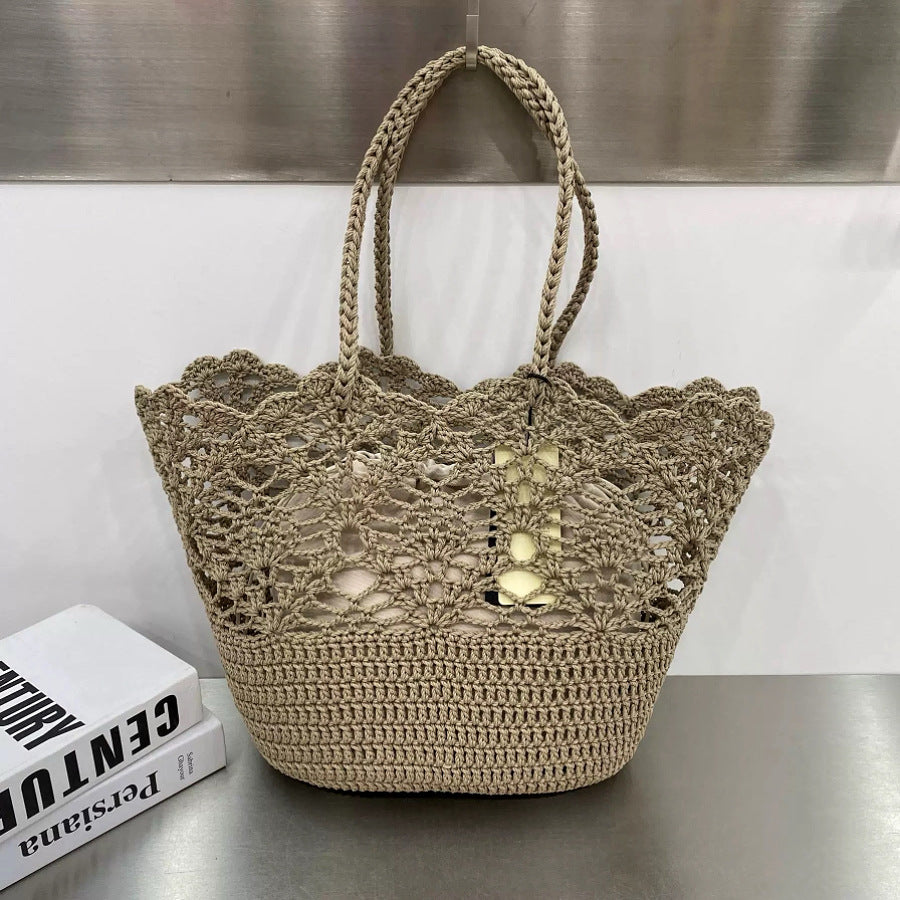 Women's Wax Rope Handmade Crocheted Woven Bale Of Cotton Knitted Women's Handbag