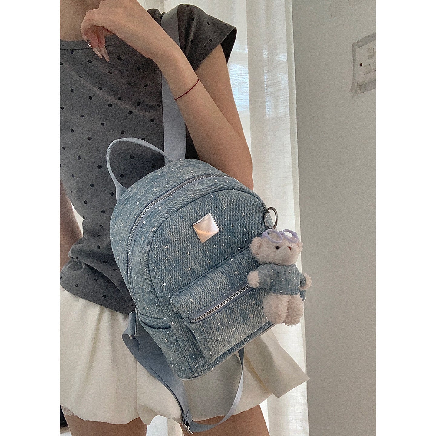 Korean Style Large Capacity Simple Denim Women's Backpack