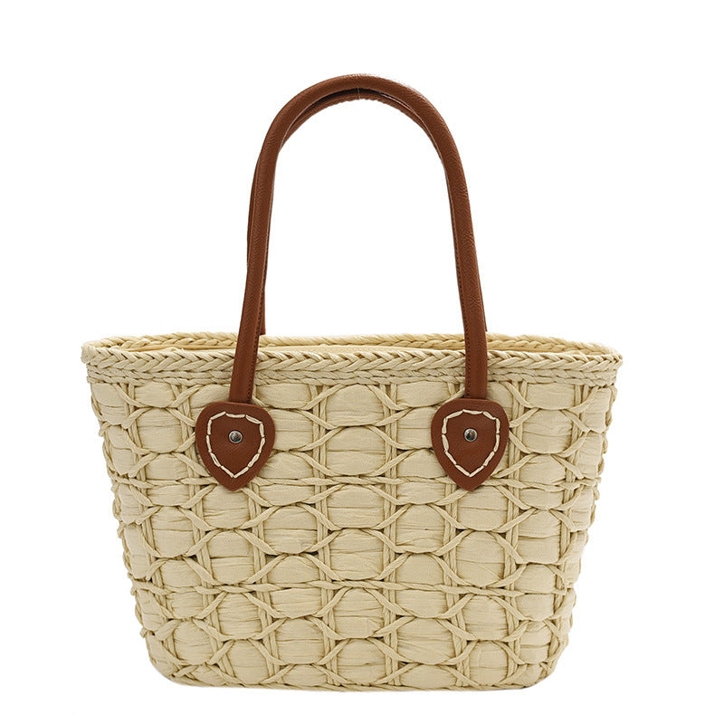 Women's French Rhombus Straw Woven Summer Seaside Vacation Underarm Women's Shoulder Bag
