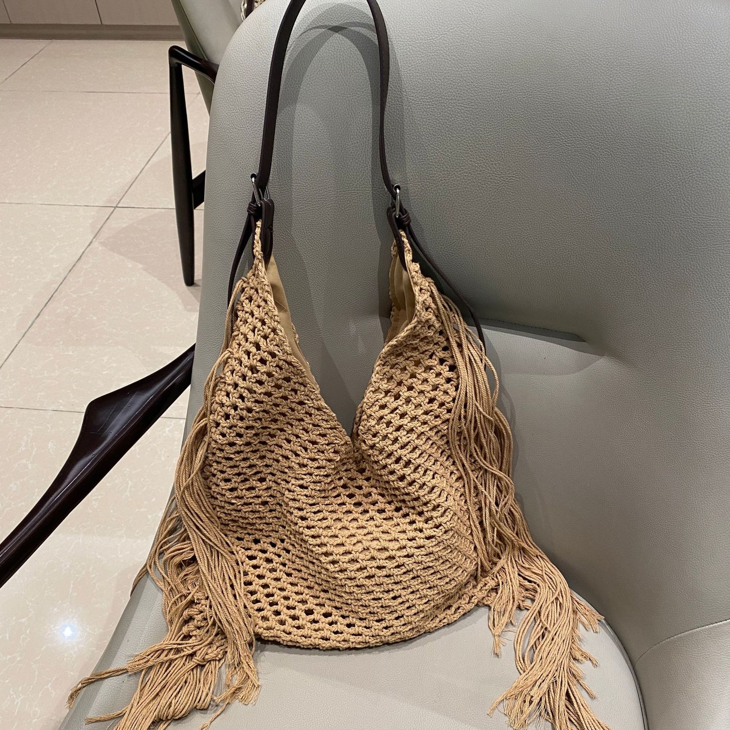 Women's Artistic Style Large Capacity Straw Seaside Vacation Beach Trendy Underarm Women's Shoulder Bag