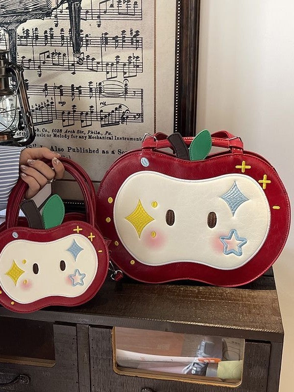 Women's Korean Cartoon Cute Red Apple Design Fashionable Leisure Backpack