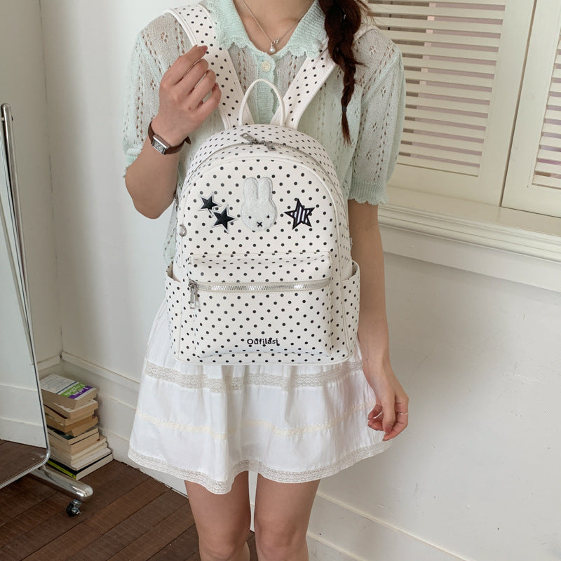Rabbit Polka Dot Simple Large Capacity Lightweight Women's Backpack