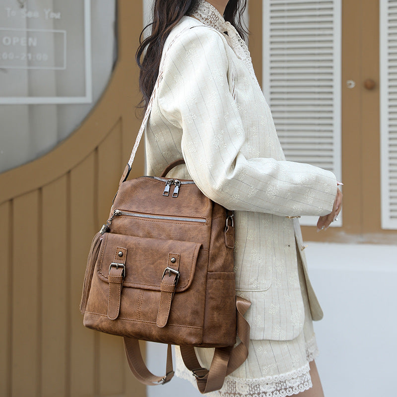 Women's Retro High-grade Soft Leather Large Capacity Commuter Women's Backpack