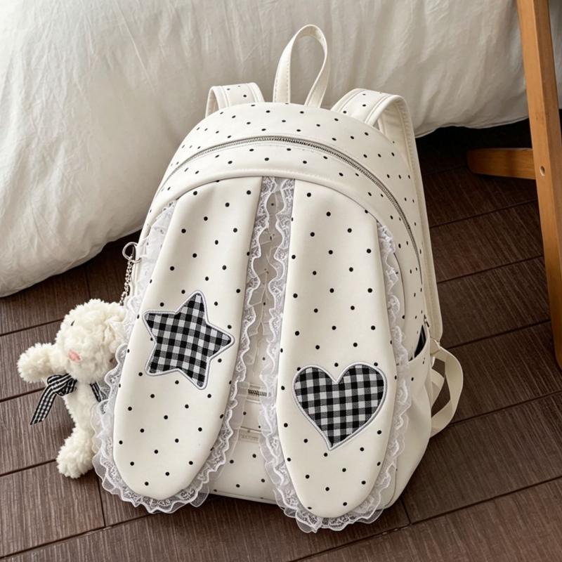 Women's Rabbit Korean Style Polka Dot Large Capacity Commuter Women's Backpack
