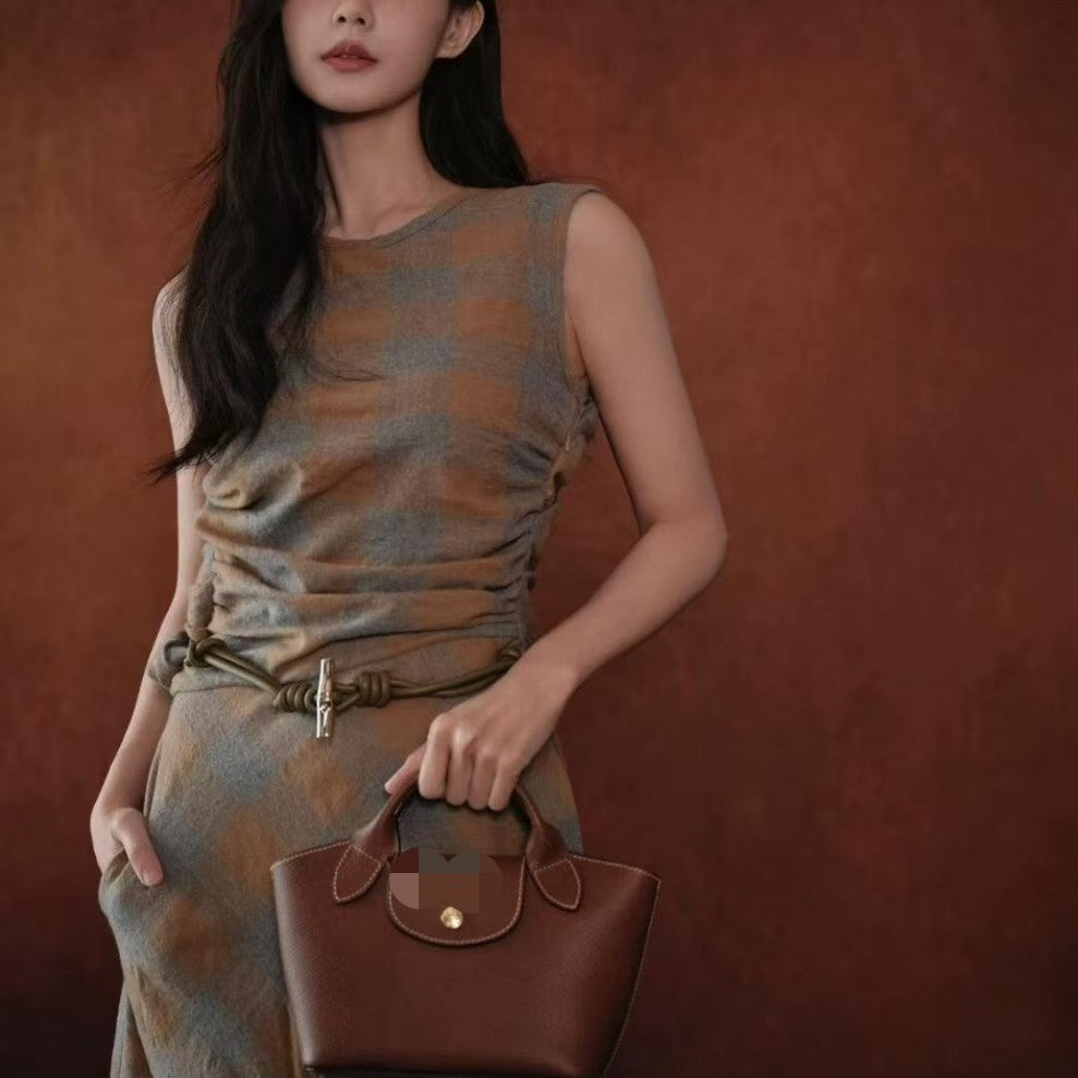 High Quality Cowhide Vegetable Basket Mini Women's Messenger Bag