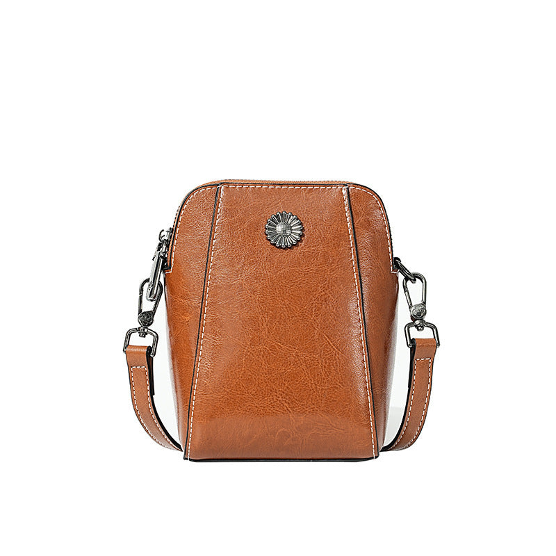 Women's Genuine Leather Fashion Niche Commuter Zipper Bags