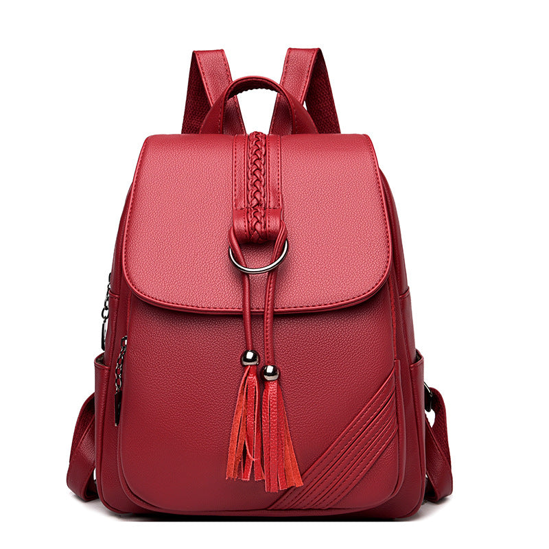 Women's Spring Texture Korean Fashion Simple Large Women's Backpack