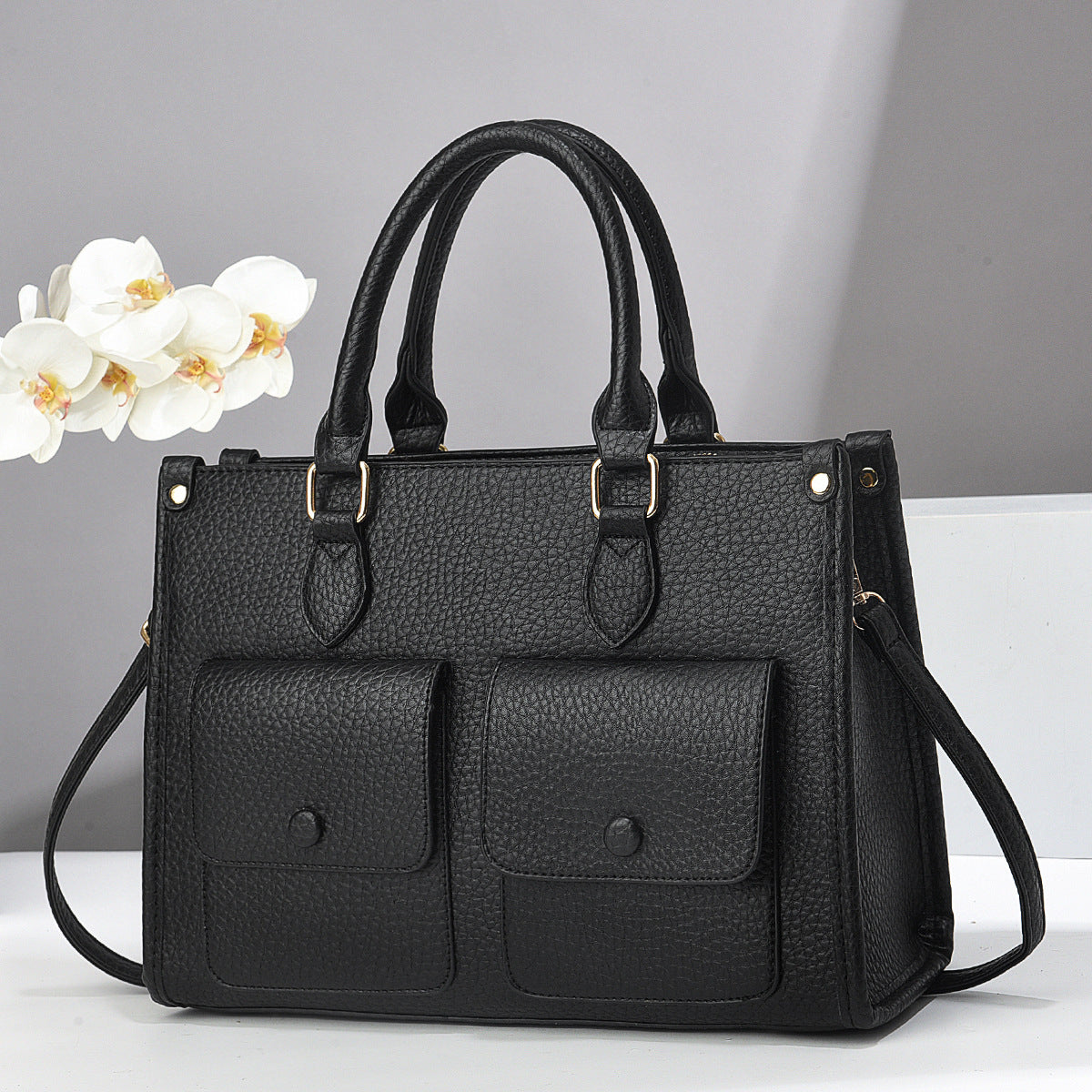 Simple Spring Fashion Double Pocket Portable Women's Shoulder Bag
