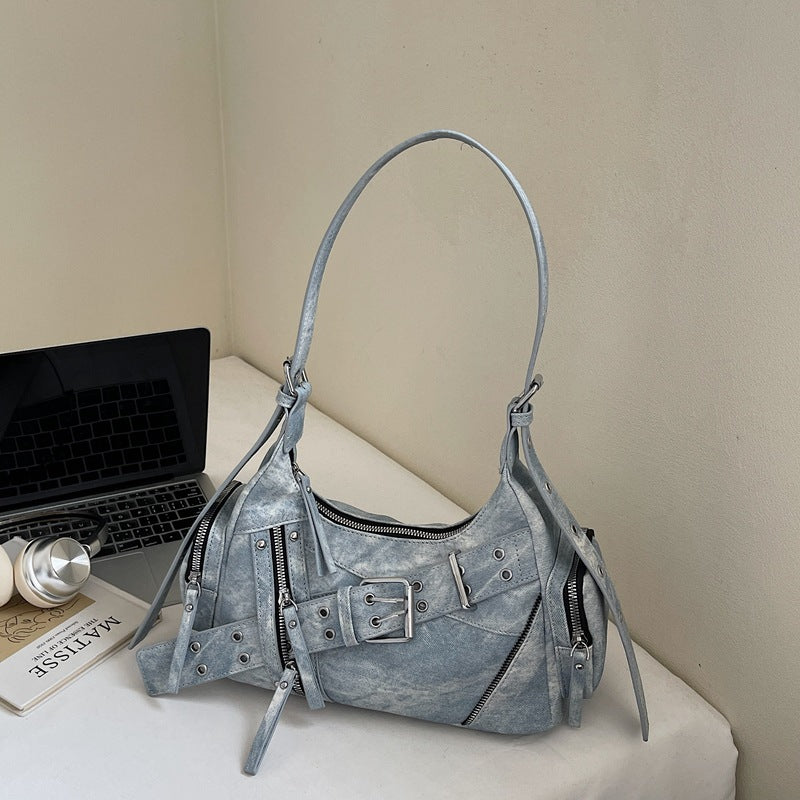 Women's Niche Retro Easy Matching Motorcycle Underarm Women's Shoulder Bag