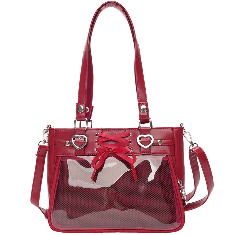 Women's Large Capacity Cartoon Fashion Transparent Hand Backpacks