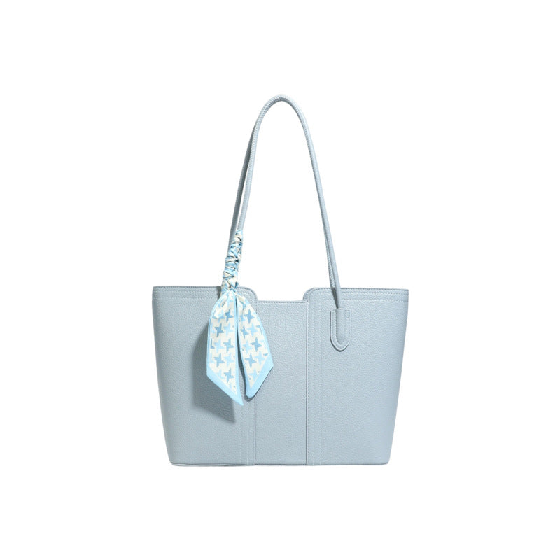 Retro Texture Trendy Solid Color Design Large Capacity Tote Bag