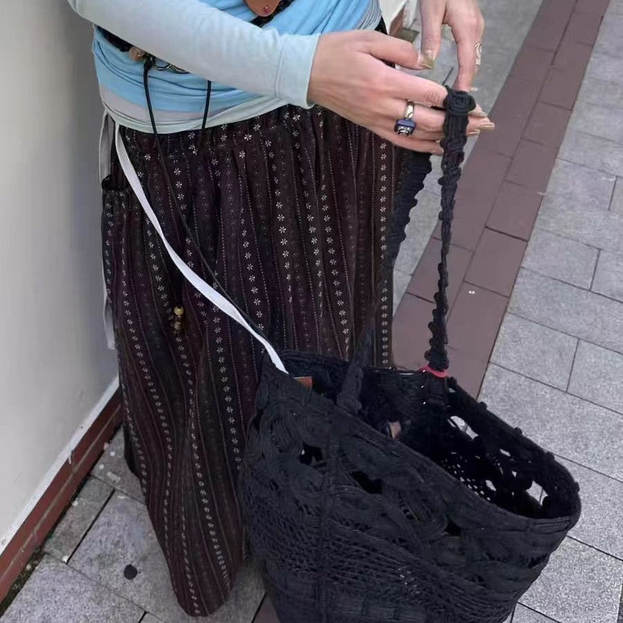 Women's Island Cotton Hollow Large Capacity Leisure Seaside Vacation Style Women's Shoulder Bag