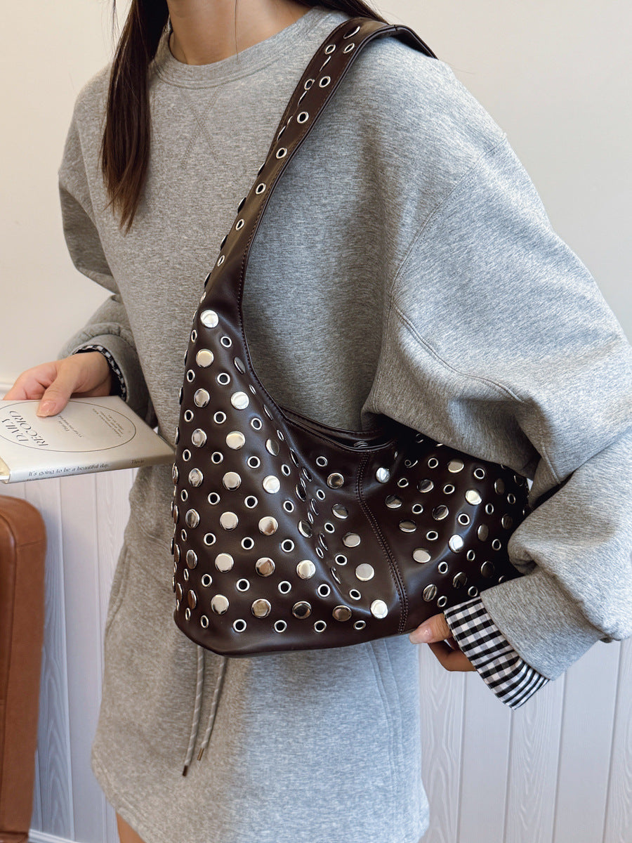 Women's Summer Cool Personality Dot Rivet Portable Underarm Bag