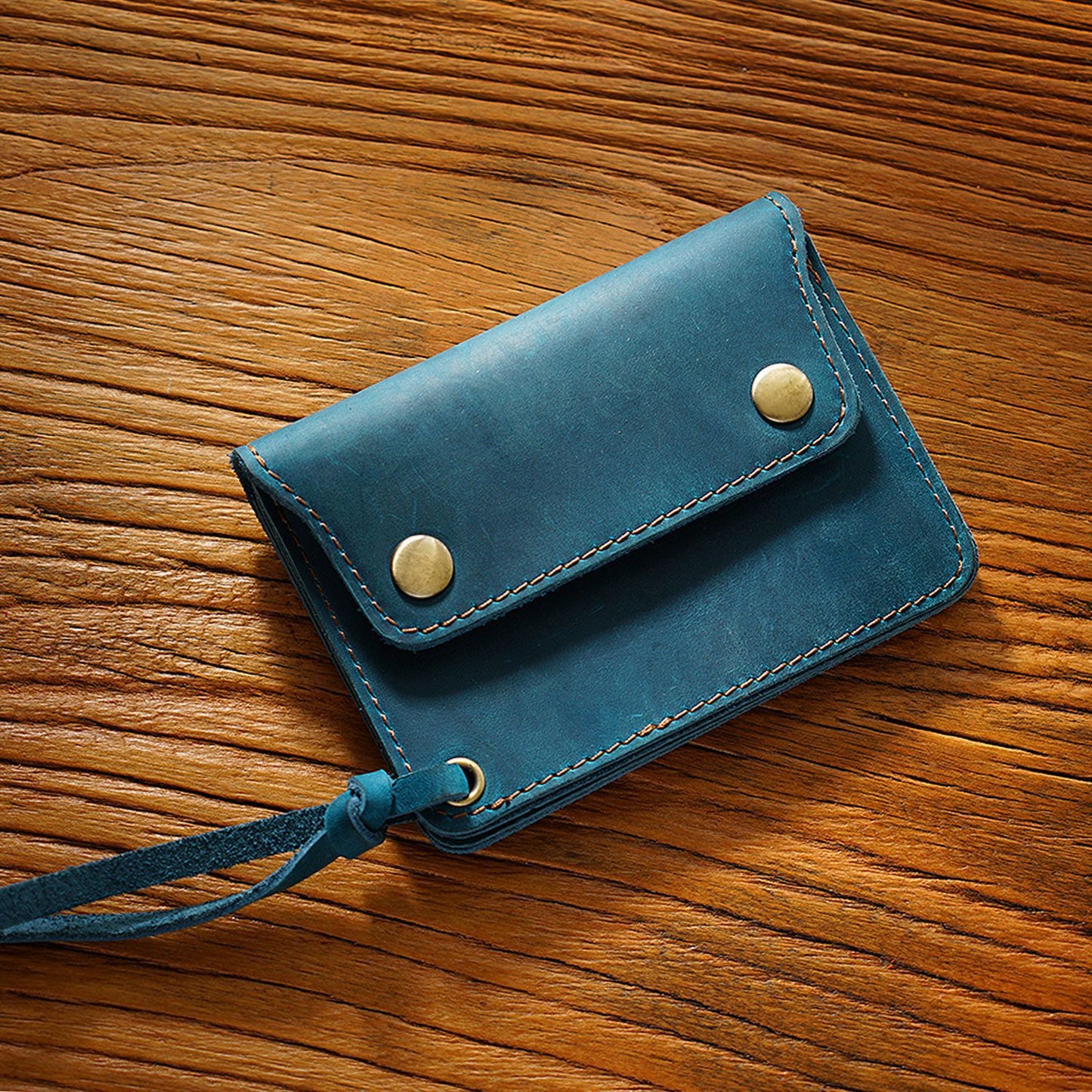 Simple Handmade Genuine Leather Short Vintage Crazy Horse Zipper Card Pack Card Sleeve