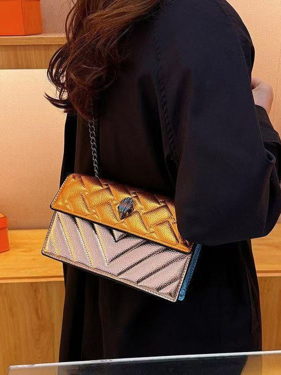 Women's Eagle Head Pouch Chain Contrast Color Bags