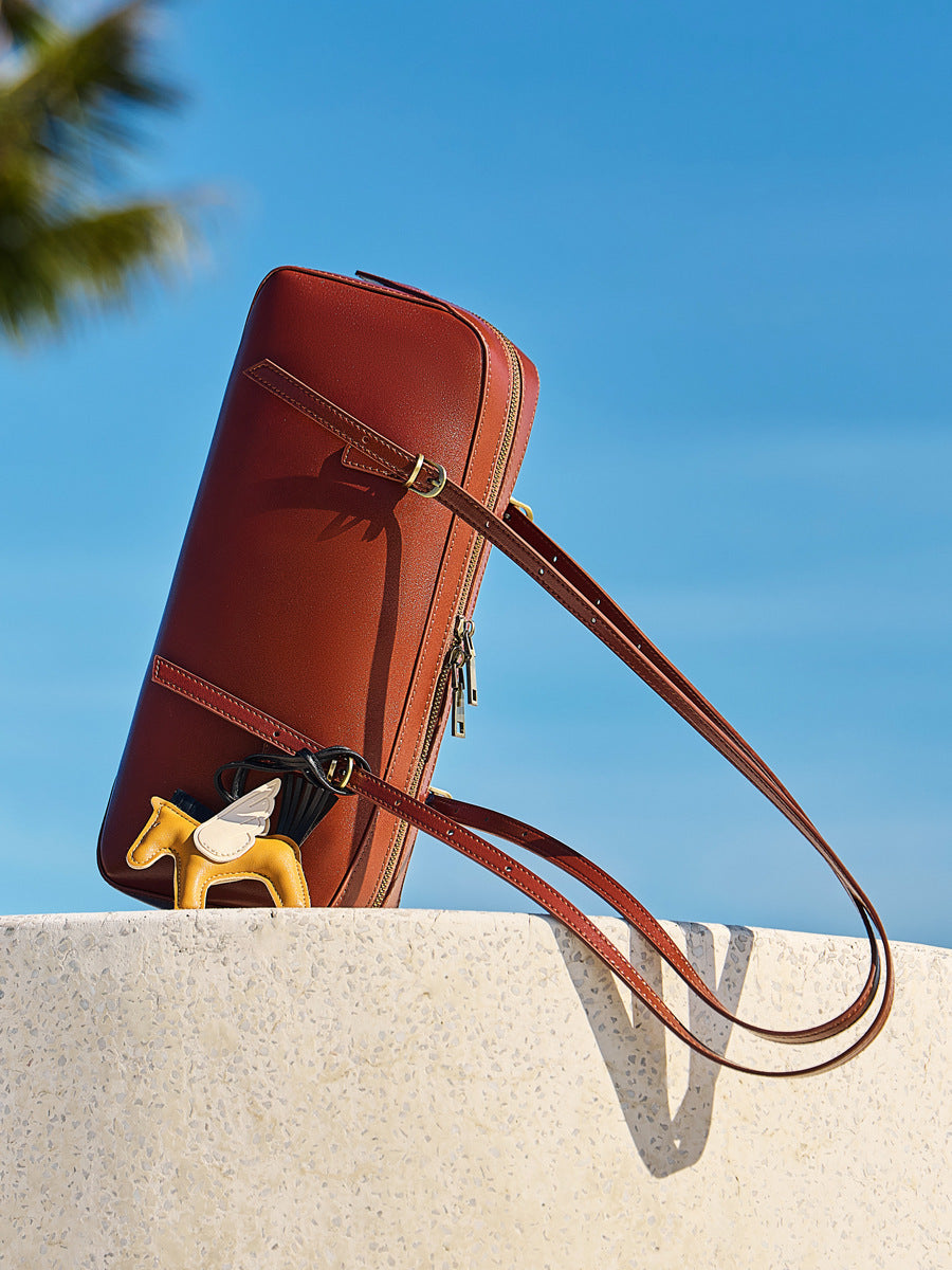 Women's Leather Underarm Retro Bowling Niche Vegetable Bags