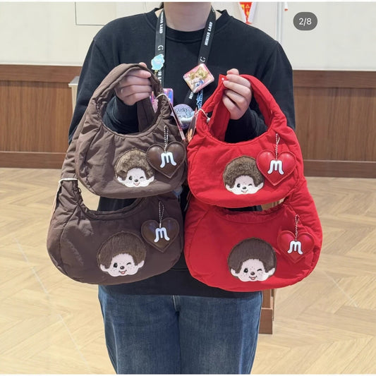 Charming Plush Embroidery Cute Cartoon Heart Underarm Bag