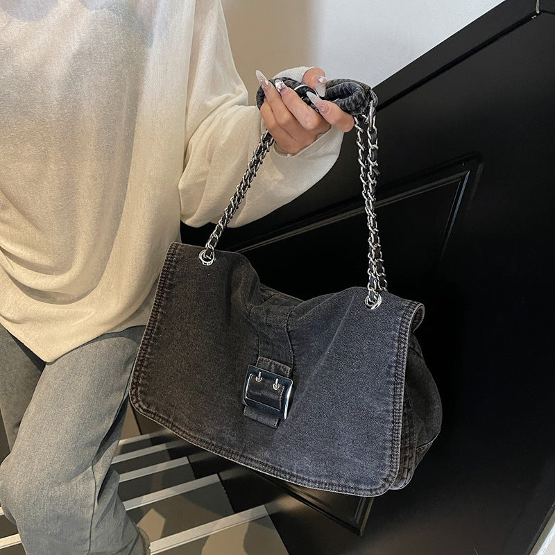 Women's Denim Fashion Large Capacity Chain High-grade Shoulder Bags