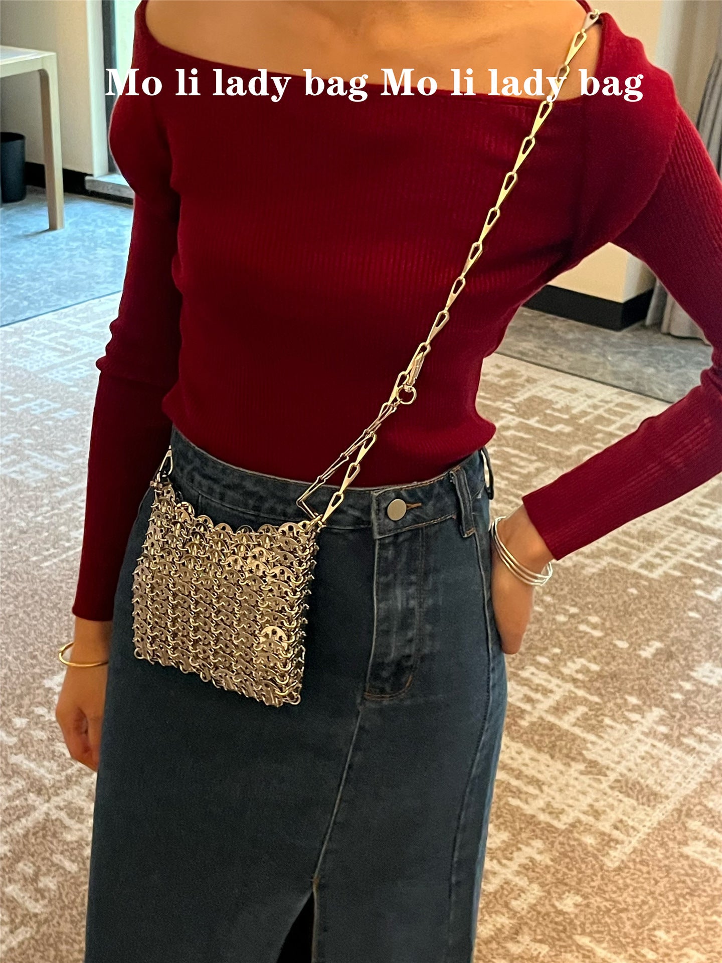 Retro Ancient Modern Popular Sier Shiny Metal Bags