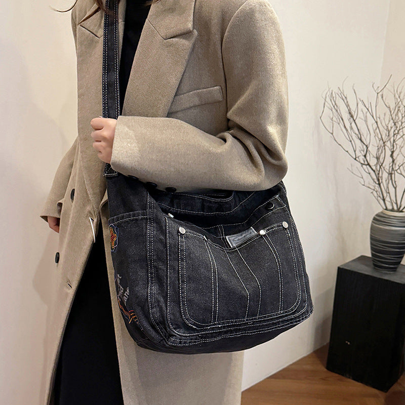 Women's Style Denim Large Capacity Class Commuter Trendy Fashion Women's Shoulder Bag