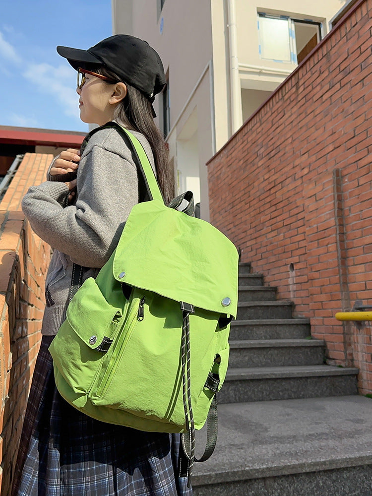 Korean Style Niche Simple Solid Color Female Large Backpacks