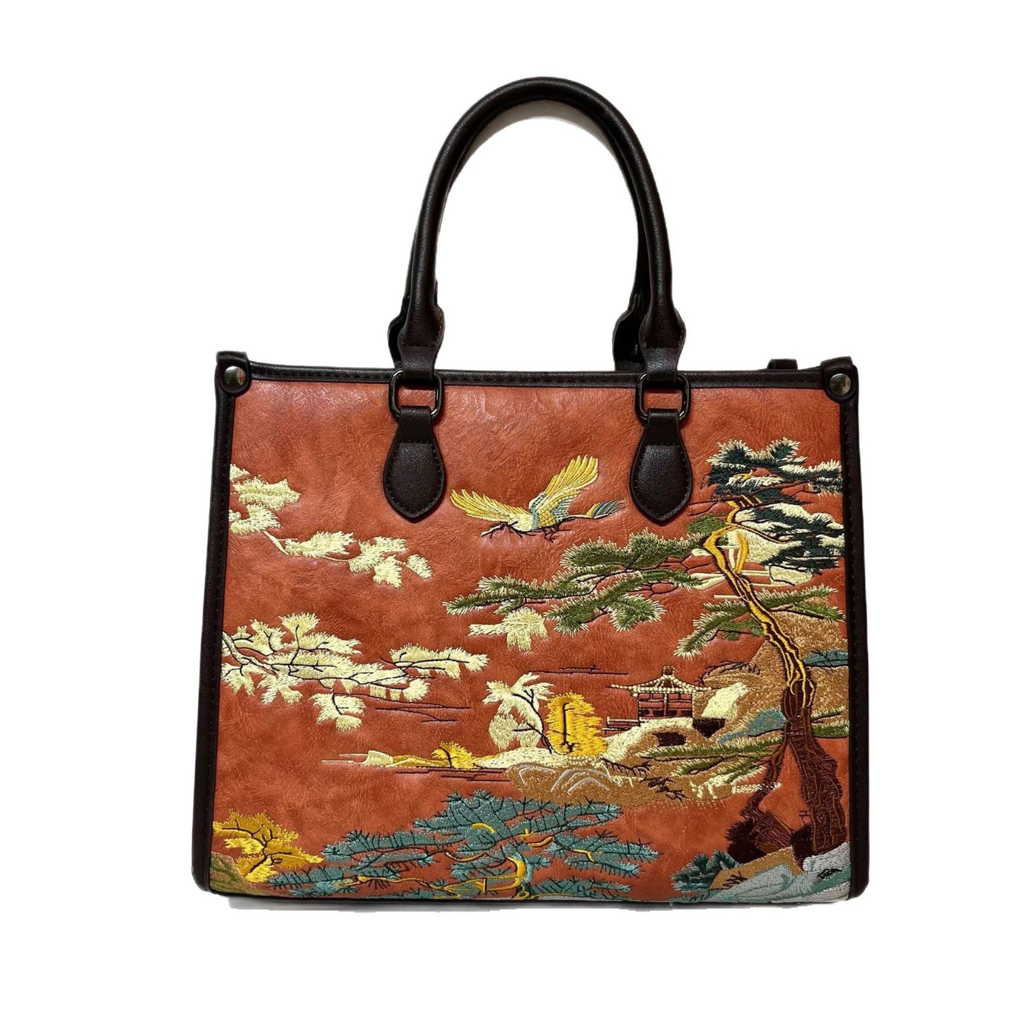 Embroidery Landscape Bridal Wedding Leisure Commute Tote Bags