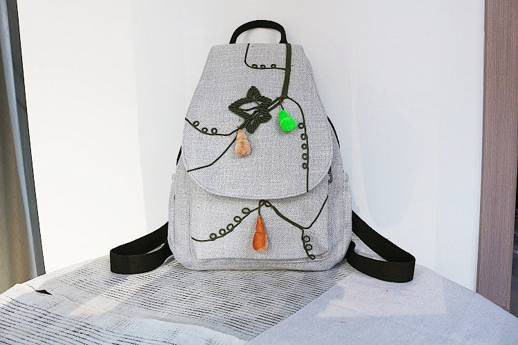 Women's Vintage Printing Wax Line Woven Fresh Women's Backpack