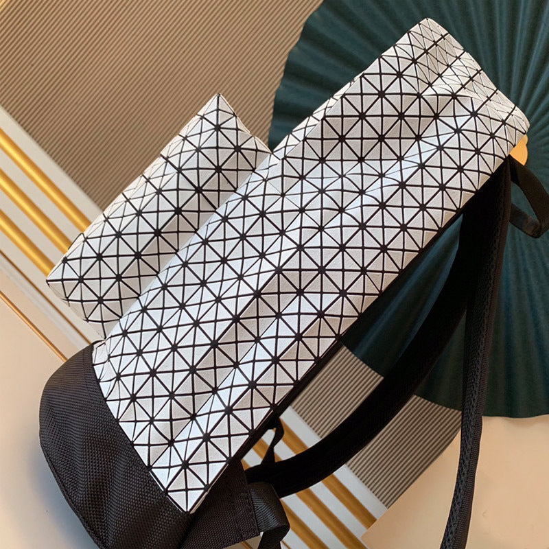 Version Geometric Diamond Pattern Large Capacity Silicone Women's Backpack