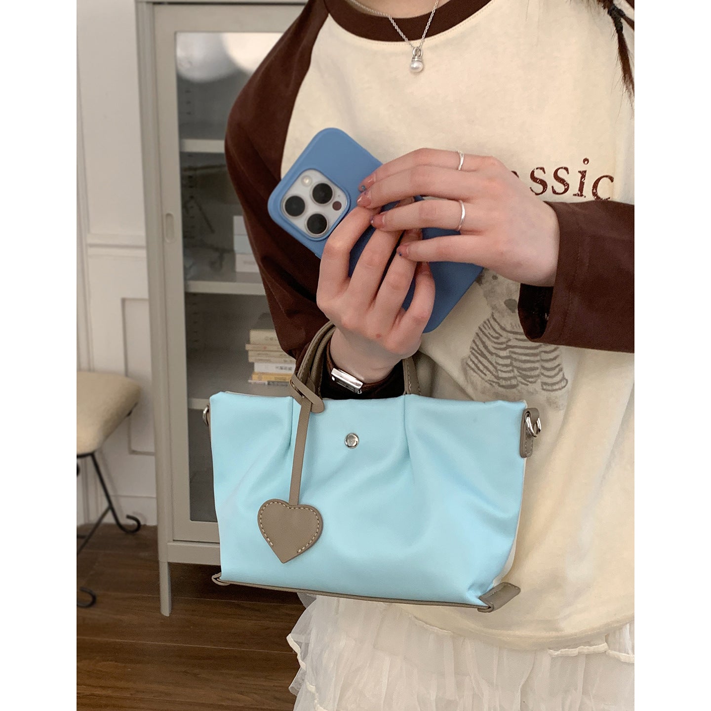 Women's Niche Texture Contrast Color Simple Tote Bag