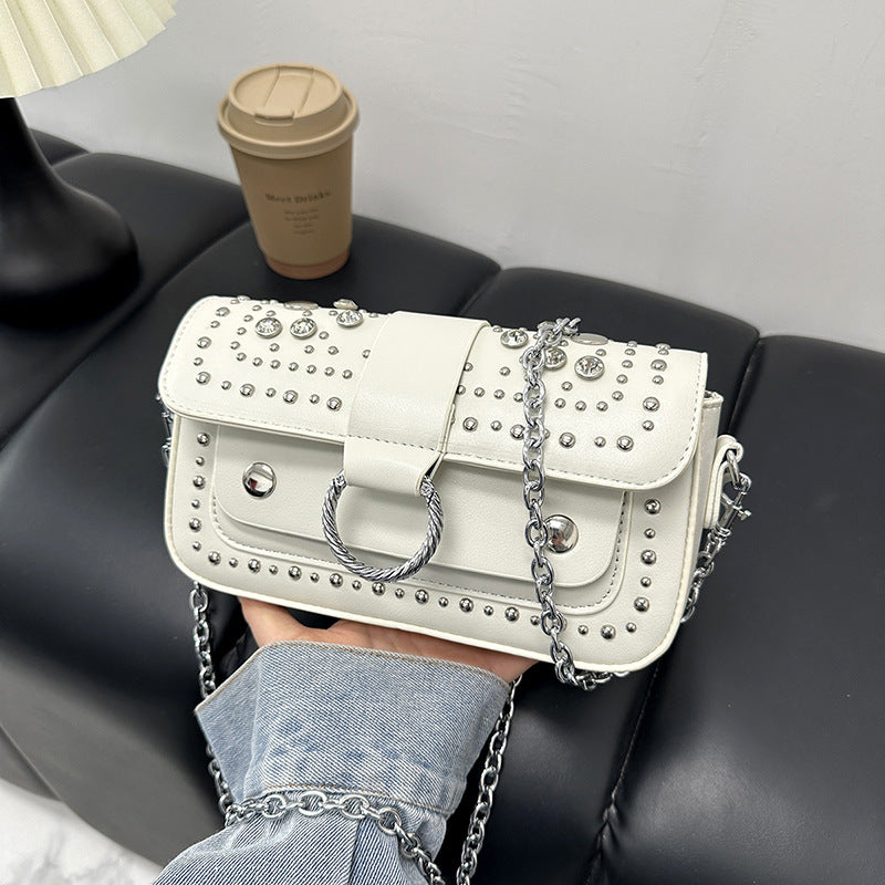 Women's French Design Rivet Circle Trendy Simple Versatile Bags